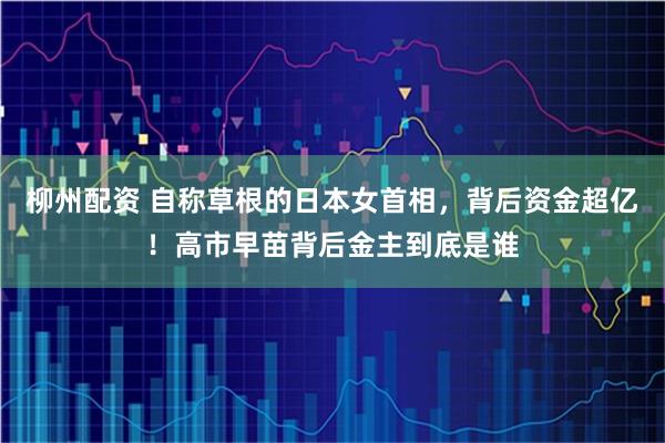 柳州配资 自称草根的日本女首相，背后资金超亿！高市早苗背后金主到底是谁